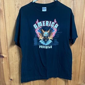 Gildan Black T-Shirt with America Prevails Eagle Design